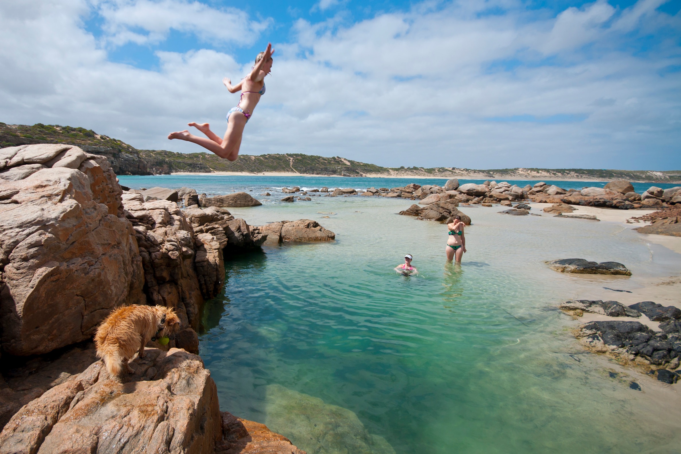 Swimming in a Rock Pool at Hillocks Drive